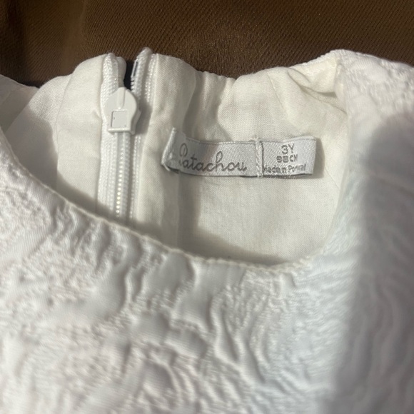 Charming White Textured Kids Dress - Picture 6 of 9